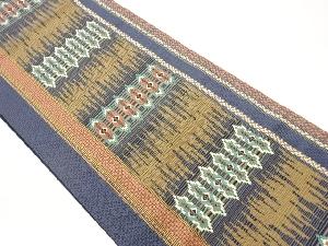 本場筑前博多縞に幾何学模様織出し名古屋帯